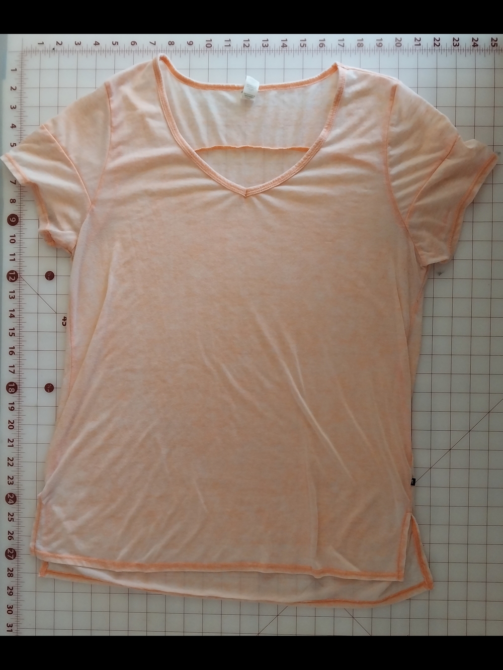 Marika Light Peach V-Neck Short Sleeve Top